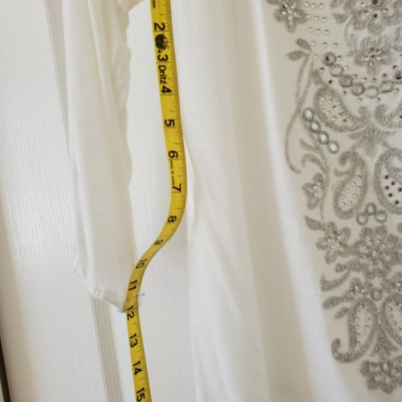 INC International Concepts White Top with Silver Embroidery - Picture 7 of 7